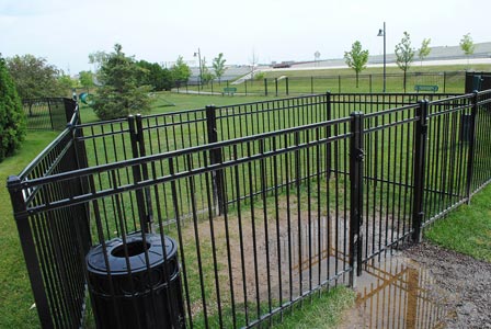 Dog park double gate entryway.